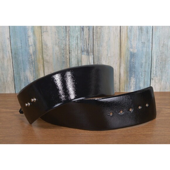 Ann Taylor Women's Wide Black Patent Leather Cinch Waist Belt Size Large L NWOT - Picture 1 of 13